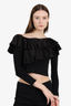 Alice + Olivia Black Ruffle One Shoulder Cropped Top Size 2