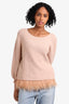Alice + Olivia Pink Wool Sweater With Ostrich Feathers Size XS