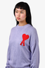 Ami Lilac/Red Wool Logo Sweater Size M
