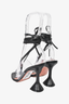 AMINA MUADDI Black Leather Strap Heels with Vinyl Detail Size 35