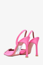 Amina Muaddi Pink Begum Satin Embellished Slingback Heels Size 36