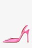 Amina Muaddi Pink Begum Satin Embellished Slingback Heels Size 36