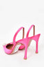 Amina Muaddi Pink Begum Satin Embellished Slingback Heels Size 37.5