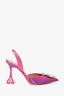 AMINA MUADDI Purple Iridescent Leather Embellished Slingback Heel Size 38.5