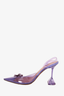 AMINA MUADDI Purple PVC Rosie Bow Slingback Heels Size 41