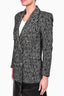 Anine Bing Black/White Herringbone Wool Double Breasted Blazer Size XS