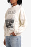 Anine Bing White Cotton Graphic Crewneck Sweater Size XS