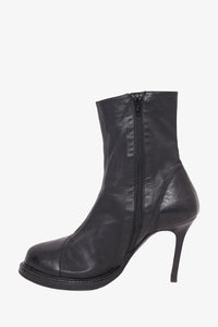 Ann Demeulemeester Black Leather Heeled Boots Size 38.5