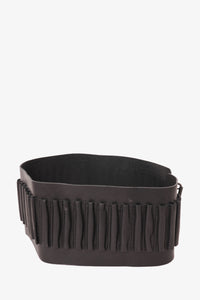 Ann Demeulemeester Black Leather Wide Belt with Feather Size S