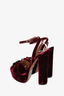 Aquazzura Burgundy Velvet Mira Block Heels Size 35