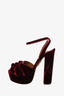 Aquazzura Burgundy Velvet Mira Block Heels Size 35