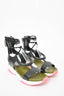 Salvatore Ferragamo Black Leather/White Rubber Sporty Sandals sz 8.5