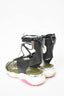 Salvatore Ferragamo Black Leather/White Rubber Sporty Sandals sz 8.5