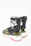 Salvatore Ferragamo Black Leather/White Rubber Sporty Sandals sz 8.5