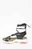 Salvatore Ferragamo Black Leather/White Rubber Sporty Sandals sz 8.5