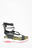Salvatore Ferragamo Black Leather/White Rubber Sporty Sandals sz 8.5