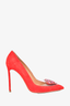 Aquazzura Red Suede Heart Embellished Heels Size 39