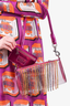 Area Pink/PVC Crystal Fringe Shoulder Bag with Attached Wallet