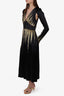 Attico Black Long-sleeve V-Neck Dress with Gold Sequins Size 2