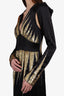 Attico Black Long-sleeve V-Neck Dress with Gold Sequins Size 2