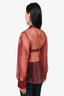 Babaton Burgundy Sheer Organza Button Up Shirt Size L