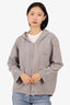 Balenciaga Grey Cotton Logo Print Zip Up Hooded Sweatshirt Size XS