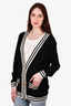 Balmain 2023 Black/White Wool/Cashmere Striped Cardigan Size 36