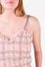 Balmain Baby Pink Bouclé-Tweed Jumpsuit with Chain Detail Straps Size 36