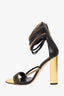 Balmain Black/Gold Leather Chain Link Open Toe Sandals Size 37