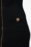 Balmain Black Knit Bodycon Dress with Gold zip Front and Buttons Size 40