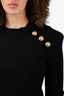Balmain Black Knit Gold Button Detail Sweater Size 40