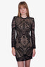 Balmain Black Lace Zip Up Dress Size 40
