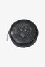 Balmain Black Leather Round Coin Pouch Wristlet