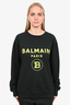 Balmain Black L/S Sweater w/ Yellow Logo sz Xl