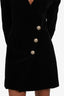Balmain Black Velvet Gold Button Blazer Dress Size 36