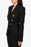 Balmain Black Wool Double Breasted Blazer Size 34