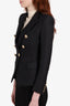 Balmain Black Wool Double Breasted Gold Button Blazer Size 36