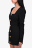 Balmain Black Wool Gold Button-Down Mini Dress Size 34