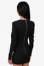 Balmain Black Wool Gold Button-Down Mini Dress Size 34