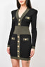 Balmain Black/Gold L/S Knitted Mini Dress sz 4 w/Tags