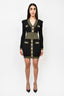 Balmain Black/Gold L/S Knitted Mini Dress sz 4 w/Tags