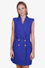 Balmain Blue Double Breast Sleeveless Blazer Dress Size 38 with Tag