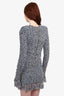 Balmain Blue Tweed Fringe Zip-up Dress Size 38