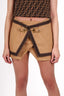 Balmain Brown Wool/Cashmere Asymmetric Buckled Mini Skirt Size 38