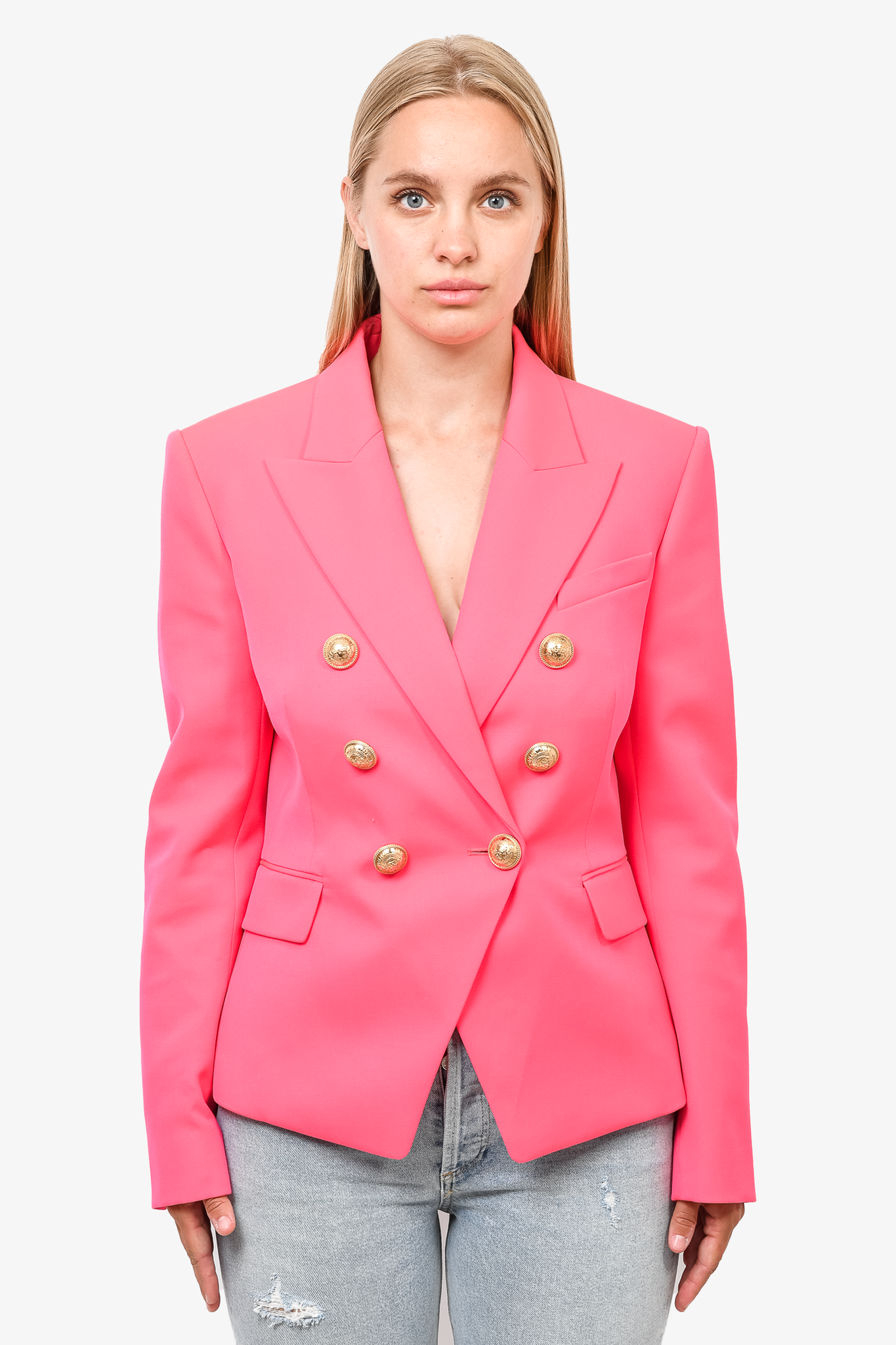 Hot pink sales double breasted blazer