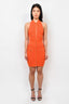 Balmain Orange Knit Sleeveless Zip Mini Dress Size 42