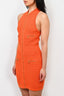 Balmain Orange Knit Sleeveless Zip Mini Dress sz 42 w/ Tags