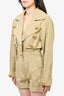 Balmain Taupe V-Neck Romper with Gold Buttons Size 36