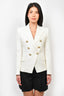 Balmain White Tweed Single Breasted Blazer Size 36
