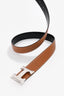 Hermès Brown/Black Leather Reversible Silver H Belt Size 80